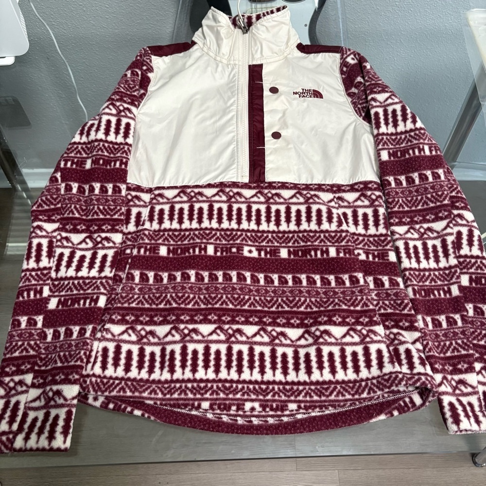 The North Face burgundy and White Patterned Jacket